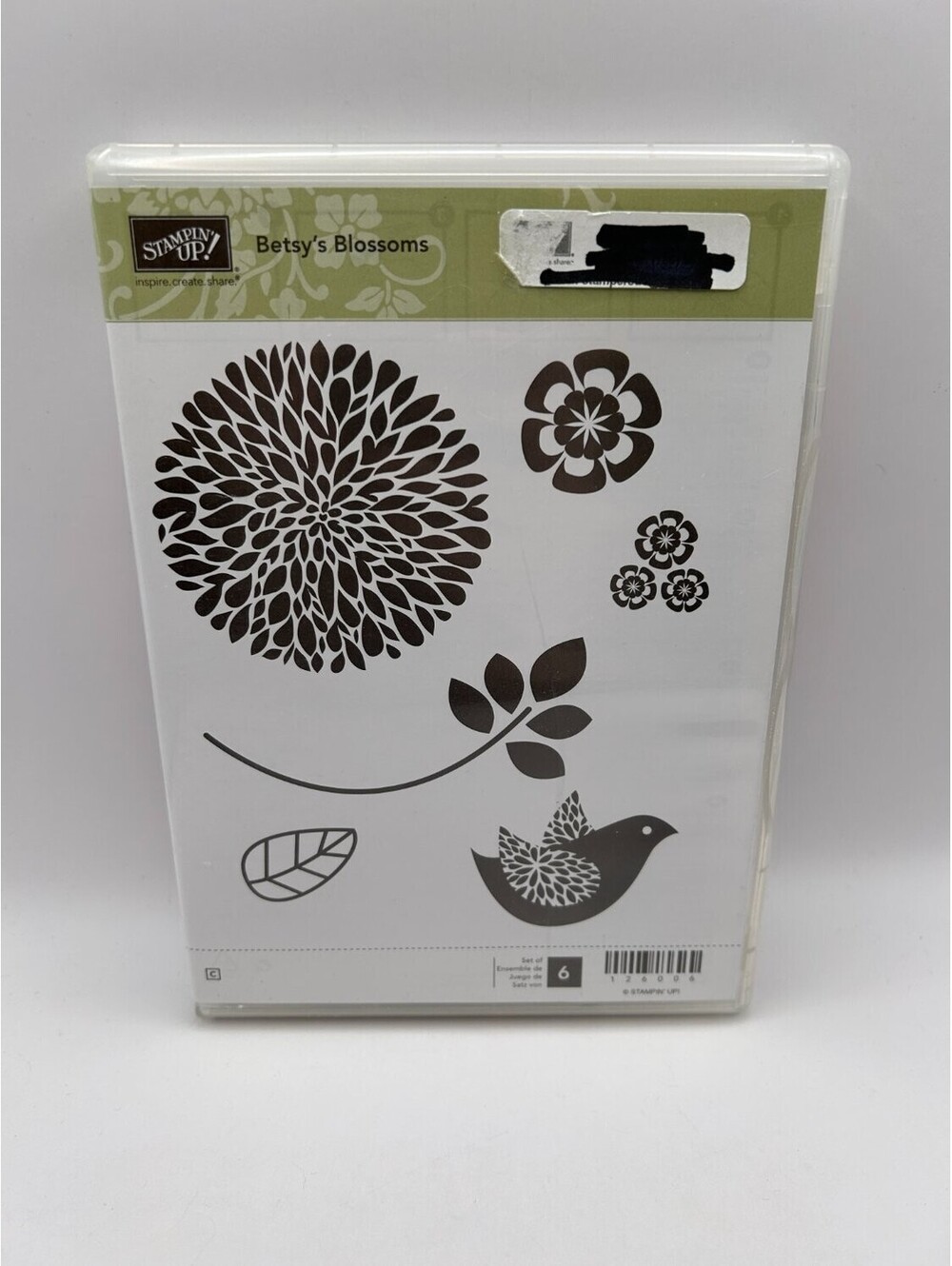 Stampin' Up! Betsy's Blossoms Clear Mount Stamp Set Flowers Bird MPN 126006 New